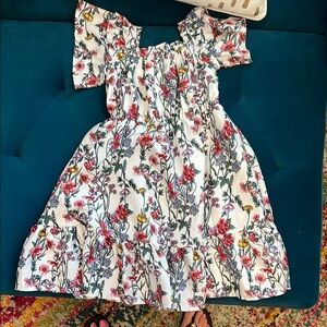 Floral Kids Dress in White and Red